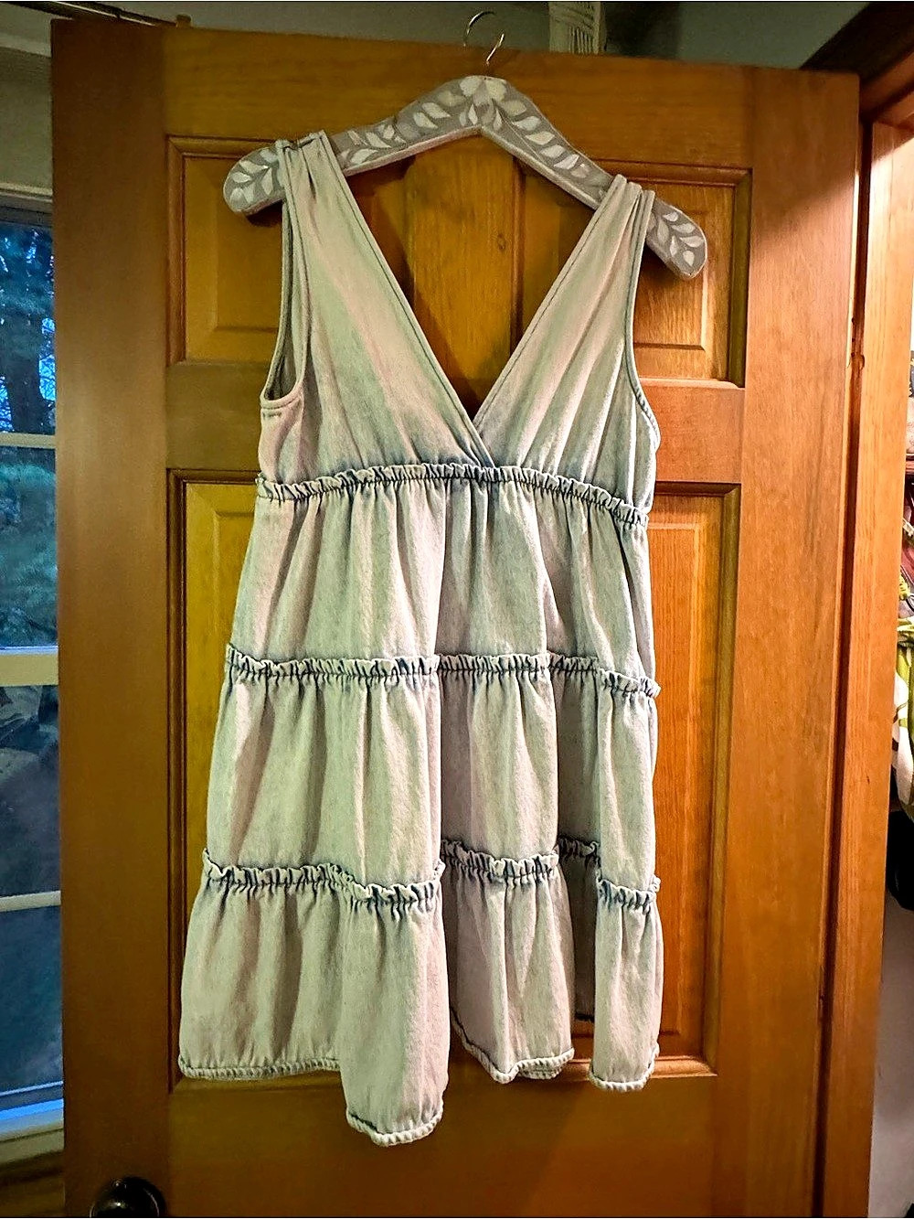 Entro Tiered Denim Mini Dress